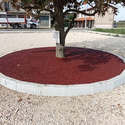 Realizzazione aiuola corteccia a colata