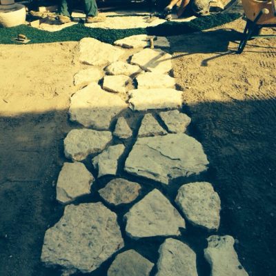 Vialetto a colata inizio lavori corteccia verde